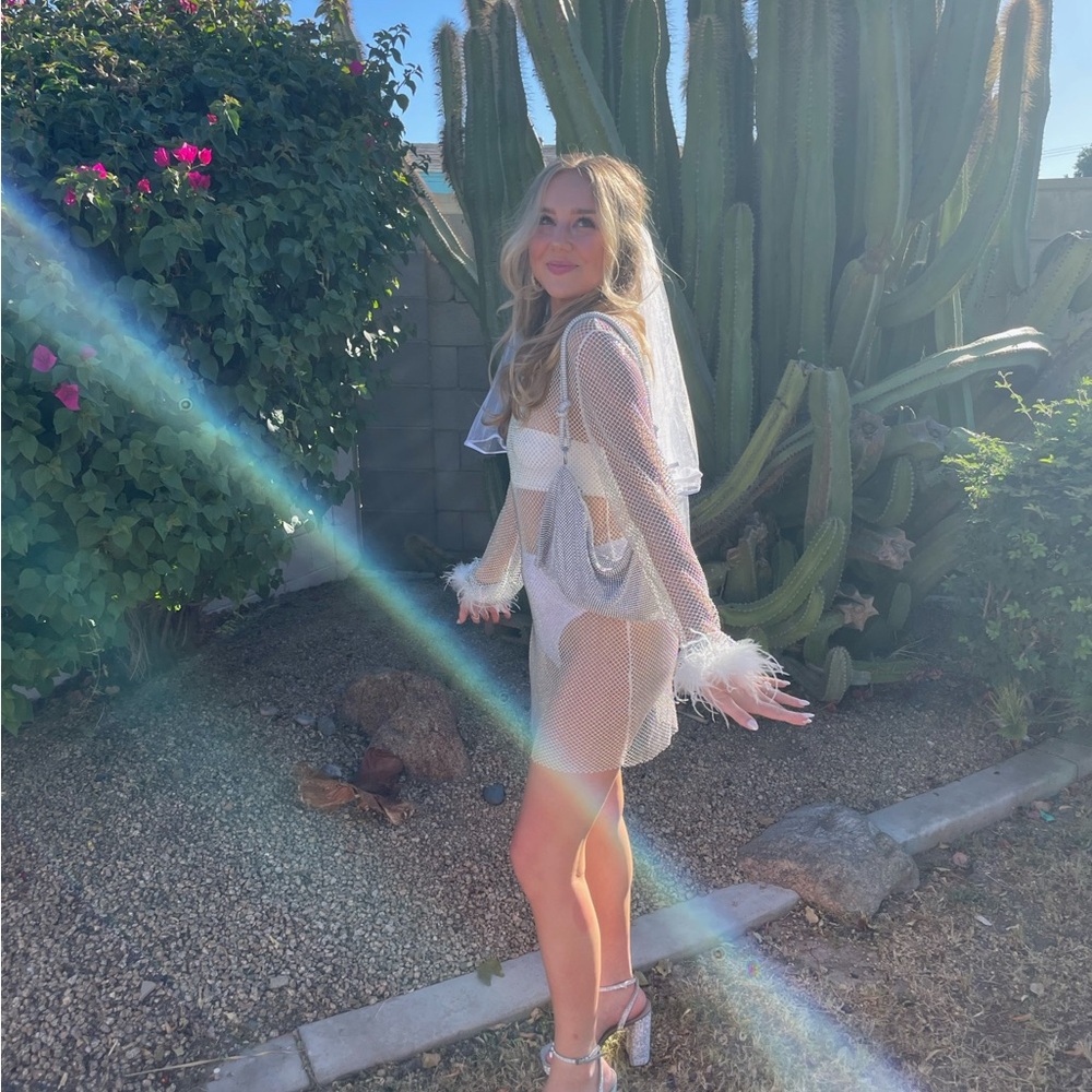White Fox - Disco Inferno Long Sleeve Mini Dress White
